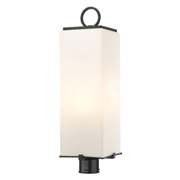 Z-Lite Sana 3-Light Outdoor Round Post Mount Fixture - 120V - Black / White Opal