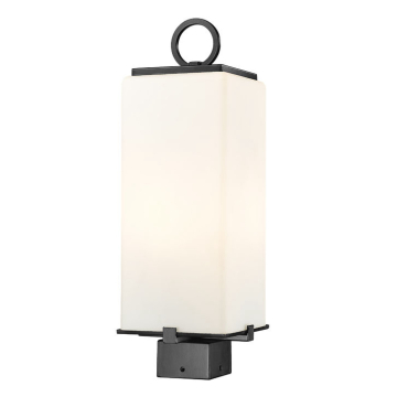 Z-Lite Sana 2-Light Outdoor Square Post Mount Fixture - 120V - Black / White Opal