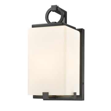Z-Lite Sana 1-Light Outdoor Wall Sconce - 120V - Black / White Opal