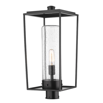Z-Lite Sheridan 1-Light Large Outdoor Round Post Mount Fixture - 120V - Black / Seedy