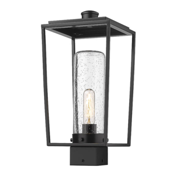 Z-Lite Sheridan 1-Light Medium Outdoor Square Post Mount Fixture - 120V - Black / Seedy