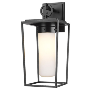 Z-Lite Sheridan 18" 1-Light Outdoor Wall Sconce - 120V - Black / White Opal
