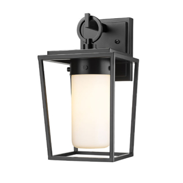 Z-Lite Sheridan 13" 1-Light Outdoor Wall Sconce - 120V - Black / White Opal