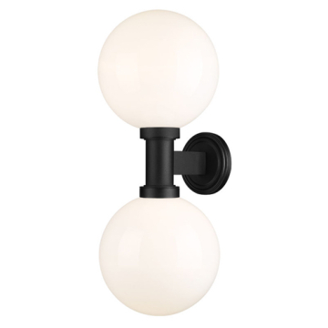 Z-Lite Laurent 12" 2-Light Outdoor Wall Sconce - 120V - Black / Opal