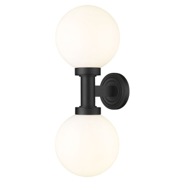 Z-Lite Laurent 8" 2-Light Outdoor Wall Sconce - 120V - Black / Opal