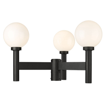 Z-Lite Laurent 3-Light Medium Outdoor Round Post Mount Fixture - 120V - Black / Opal
