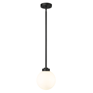 Z-Lite Laurent 8" 1-Light Outdoor Pendant - 120V - Black / Opal
