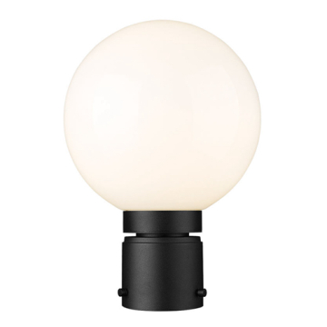 Z-Lite Laurent 1-Light Medium Outdoor Round Post Mount Fixture - 120V - Black / Opal