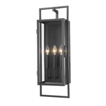 Z-Lite Lucian Large 3-Light Outdoor Wall Sconce - 120V - Black