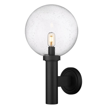 Z-Lite Laurent 12" 1-Light Outdoor Wall Sconce - 120V - Black / Clear Seedy