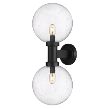 Z-Lite Laurent 12" 2-Light Outdoor Wall Sconce - 120V - Black / Clear Seedy