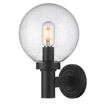 Z-Lite Laurent 8" 1-Light Outdoor Wall Sconce - 120V - Black / Clear Seedy