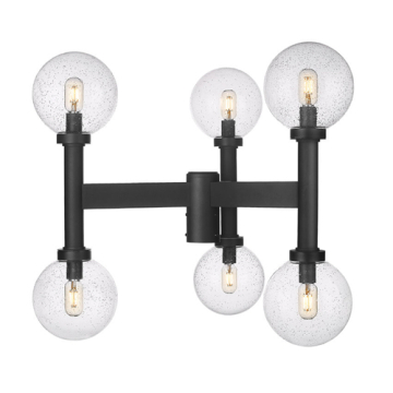 Z-Lite Laurent 6-Light Medium Outdoor Round Post Mount Fixture - 120V - Black / Clear Seedy