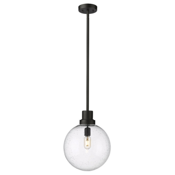 Z-Lite Laurent 12" 1-Light Outdoor Pendant - 120V - Black / Clear Seedy