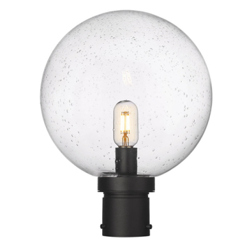 Z-Lite Laurent 1-Light Large Outdoor Round Post Mount Fixture - 120V - Black / Clear Seedy