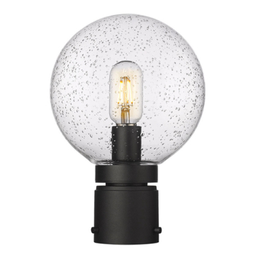Z-Lite Laurent 1-Light Medium Outdoor Round Post Mount Fixture - 120V - Black / Clear Seedy