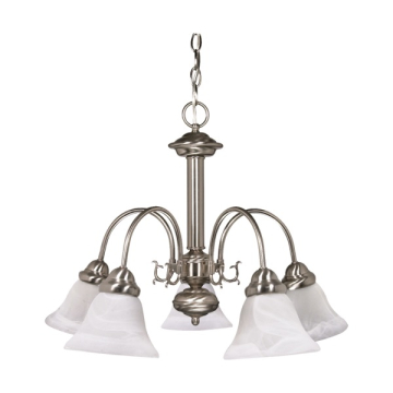 SATCO|NUVO Ballerina 5-Light Chandelier - Brushed Nickel - Alabaster Glass Shade