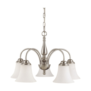 SATCO|NUVO Dupont 5-Light Chandelier - Brushed Nickel - Satin White Glass Shade
