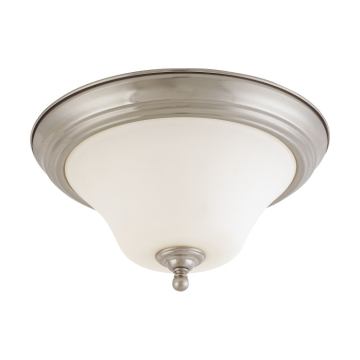 SATCO|NUVO Dupont 2-Light Flush Mount - 13" - Brushed Nickel / Satin White Glass
