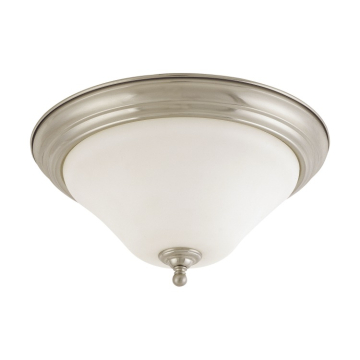 SATCO|NUVO Dupont 2-Light Flush Mount - 15" - Brushed Nickel / Satin White Glass