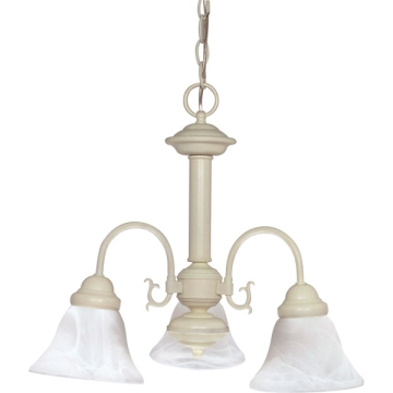 SATCO|NUVO Ballerina 3-Light Chandelier - Textured White - Alabaster Glass Shade