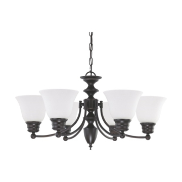 SATCO|NUVO Empire 6-Light Chandelier - Mahogany Bronze - Frost Glass Shade