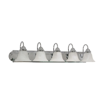 SATCO|NUVO Ballerina 5-Light Vanity Fixture - 36" - Polished Chrome / Alabaster Glass
