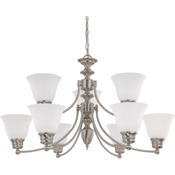 SATCO|NUVO Empire 9-Light Chandelier - Brushed Nickel - Frost Glass Shade