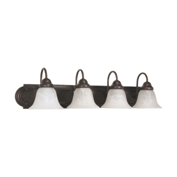 SATCO|NUVO Ballerina 4-Light Vanity Fixture - 30" - Old Bronze / Alabaster Glass