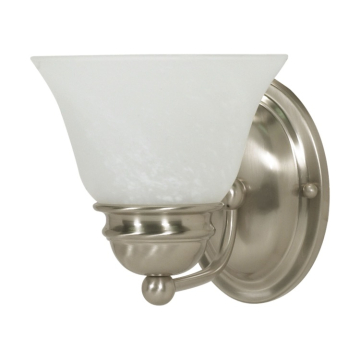 SATCO|NUVO Empire 1-Light Vanity Fixture - Brushed Nickel / Alabaster Glass