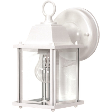 SATCO|NUVO Cube 1-Light Wall Lantern - White / Clear Glass