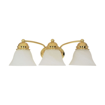 SATCO|NUVO Empire 3-Light Vanity Fixture - 21" - Polished Brass / Alabaster Glass