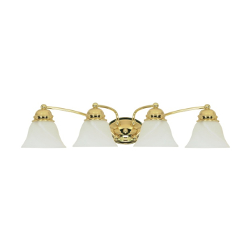 SATCO|NUVO Empire 4-Light Vanity Fixture - 29" - Polished Brass / Alabaster Glass