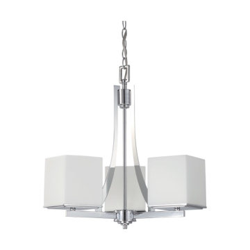 SATCO|NUVO Bento 3-Light Chandelier - Polished Chrome - Satin White Glass Shade
