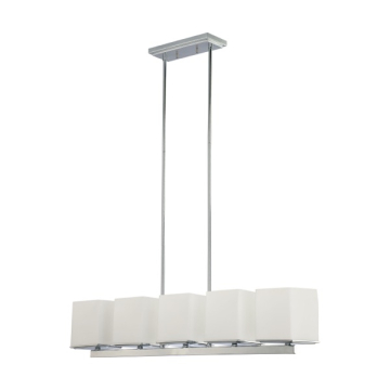 SATCO|NUVO Bento 5-Light Island Pendant - Polished Chrome - Satin White Glass Shade