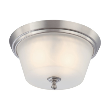 SATCO|NUVO Surrey 2-Light Flush Mount - 13" - Brushed Nickel / Frosted Glass