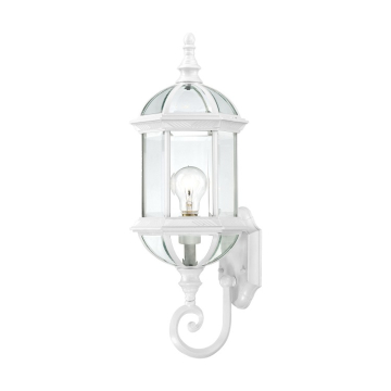 SATCO|NUVO Boxwood 1-Light Outdoor Wall Lantern - White / Clear Beveled Glass