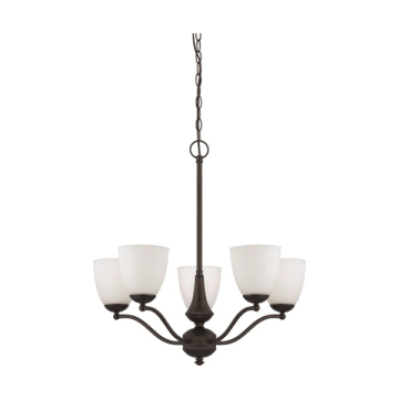 SATCO|NUVO Patton 5-Light Chandelier - Prairie Bronze - Frost Glass Shade