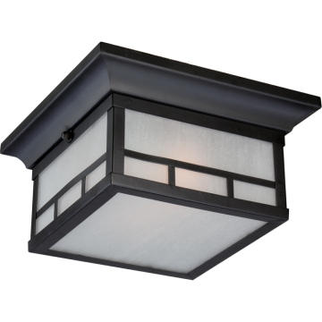 SATCO|NUVO Drexel 2-Light Outdoor Flush Mount - Stone Black / Frosted Seeded Glass