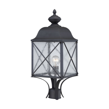 SATCO|NUVO Wingate 1-Light Post Top Lantern - Textured Black / Clear Seeded Glass
