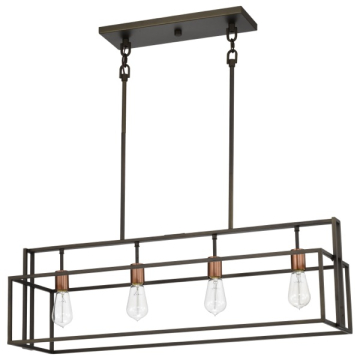 SATCO|NUVO Lake 4-Light Island Pendant - Forest Bronze / Copper Accents