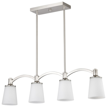 SATCO|NUVO Laguna 4-Light Island Pendant - Brushed Nickel - White Glass Shade