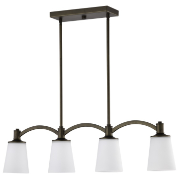 SATCO|NUVO Laguna 4-Light Island Pendant - Forest Bronze - White Glass Shade