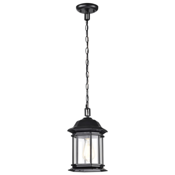 SATCO|NUVO Hopkins 1-Light Hanging Lantern - Matte Black / Clear Glass