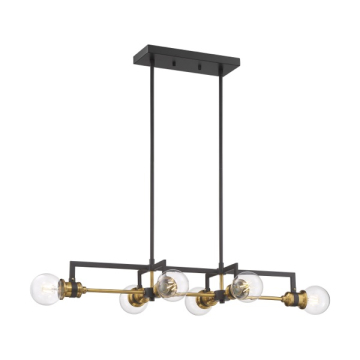 SATCO|NUVO Intention 6-Light Island Pendant - Warm Brass / Black