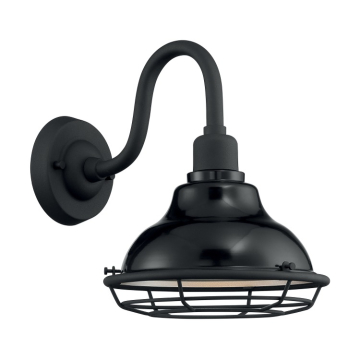 SATCO|NUVO Newbridge 1-Light Outdoor Wall Light - Gloss Black / Silver