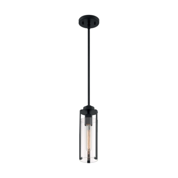 SATCO|NUVO Marina Mini Pendant - Matte Black - Clear Glass Shade