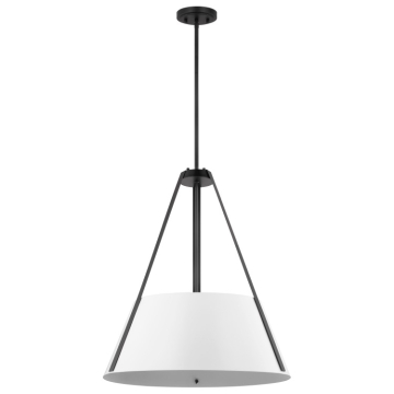 SATCO|NUVO Brewster 3-Light Pendant - Black - White Metal Shade
