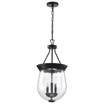 SATCO|NUVO Boliver 3-Light Pendant - 11" - Matte Black - Clear Seeded Glass