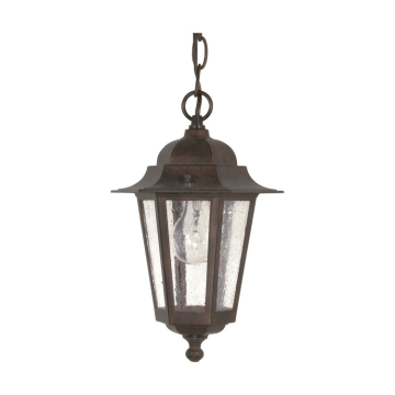 SATCO|NUVO Cornerstone 1-Light Hanging Lantern - Old Bronze / Clear Seeded Glass